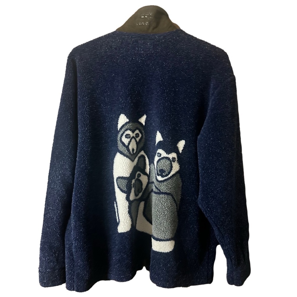 Vintage Marc Tetro Canada Tag Huskies Navy Fleece Wool Jacket Size XL